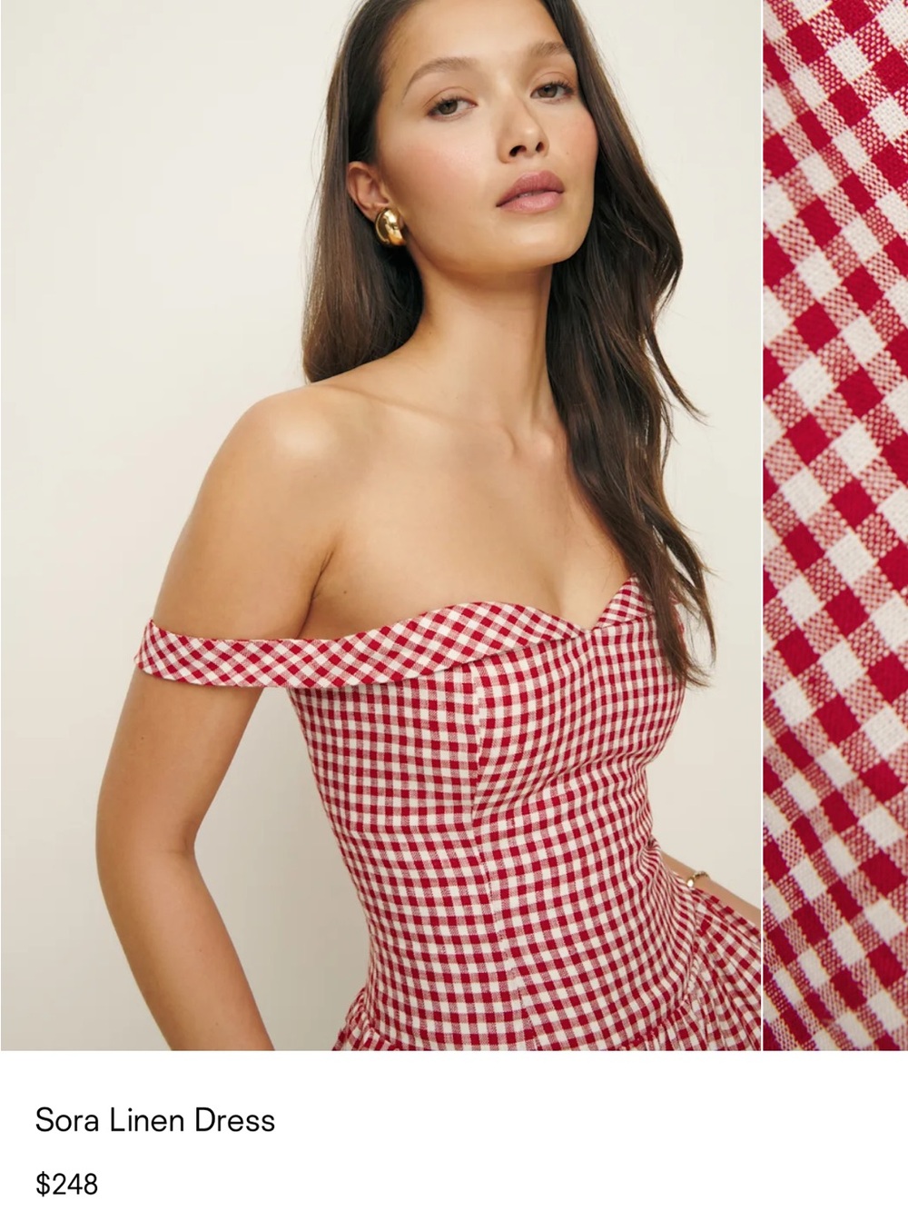 Reformation Sora Linen Mini Dress in Red and White Gingham - Picture 6 of 9